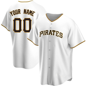 Men's Custom Pittsburgh Pirates Replica White Home Jersey