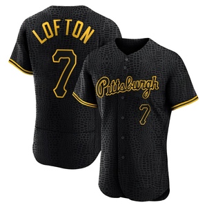 Men's Kenny Lofton Pittsburgh Pirates Authentic Black Snake Skin City Jersey