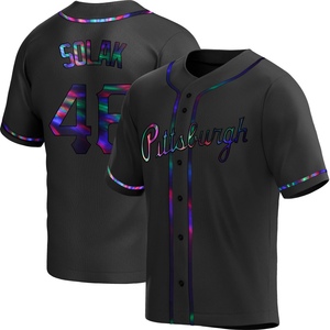 Men's Nick Solak Pittsburgh Pirates Replica Black Holographic Alternate Jersey