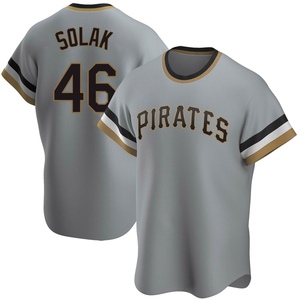 Men's Nick Solak Pittsburgh Pirates Replica Gray Road Cooperstown Collection Jersey