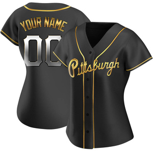Women's Custom Pittsburgh Pirates Replica Black Golden Alternate Jersey
