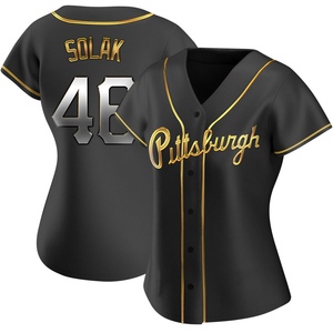 Women's Nick Solak Pittsburgh Pirates Replica Black Golden Alternate Jersey