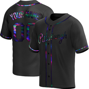 Youth Custom Pittsburgh Pirates Replica Black Holographic Alternate Jersey
